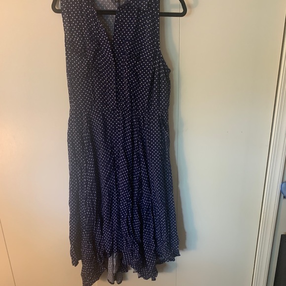 Midi Navy Blue Polka Dot Heart Shirt Dress Torrid 0X - Picture 2 of 11